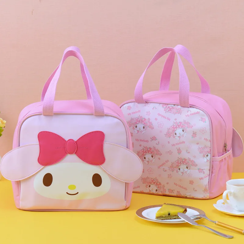 Сумка для ланча Kawaii Sanrios Hello Kitty Cute My Melody Pom Pom Purin, переносная изоляционная сумка, сумка для холодильника, материал PU