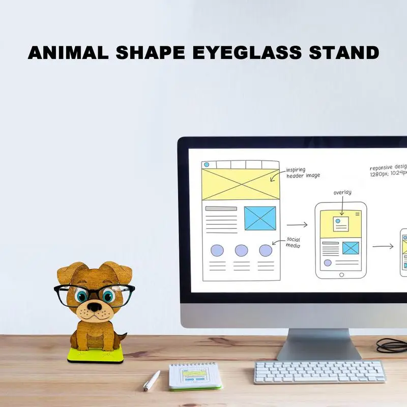 Креативный держатель для очков, милый держатель для очков в виде животного, деревянный 3D дисплей креативных солнцезащитных очков ручной работы для рабочего стола