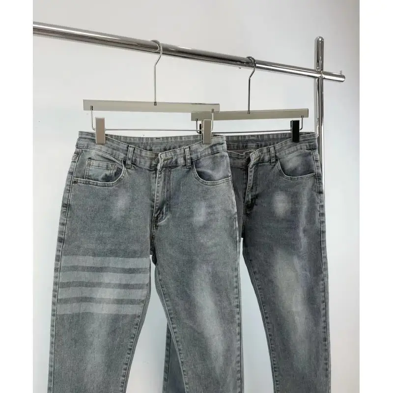 Новая весенне-осенняя корейская модная рабочая одежда, джинсы в стиле хип-хоп с принтом Four Bars, тонкие классические джинсы, мужские роскошные джинсовые брюки