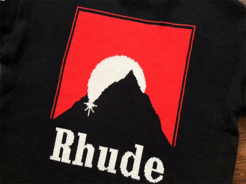Новый жаккардовый свитер Rhude Half Moon с орехами Кешью, мужские и женские повседневные толстовки с круглым вырезом