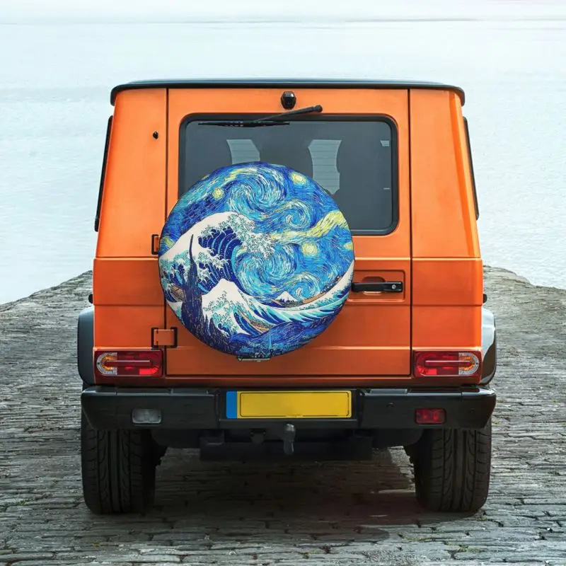 Чехол для Запасного Колеса Great Wave Kanagawa Starry Night для Mitsubishi Pajero 4WD 4x4 Trailer Car Wheel Protector