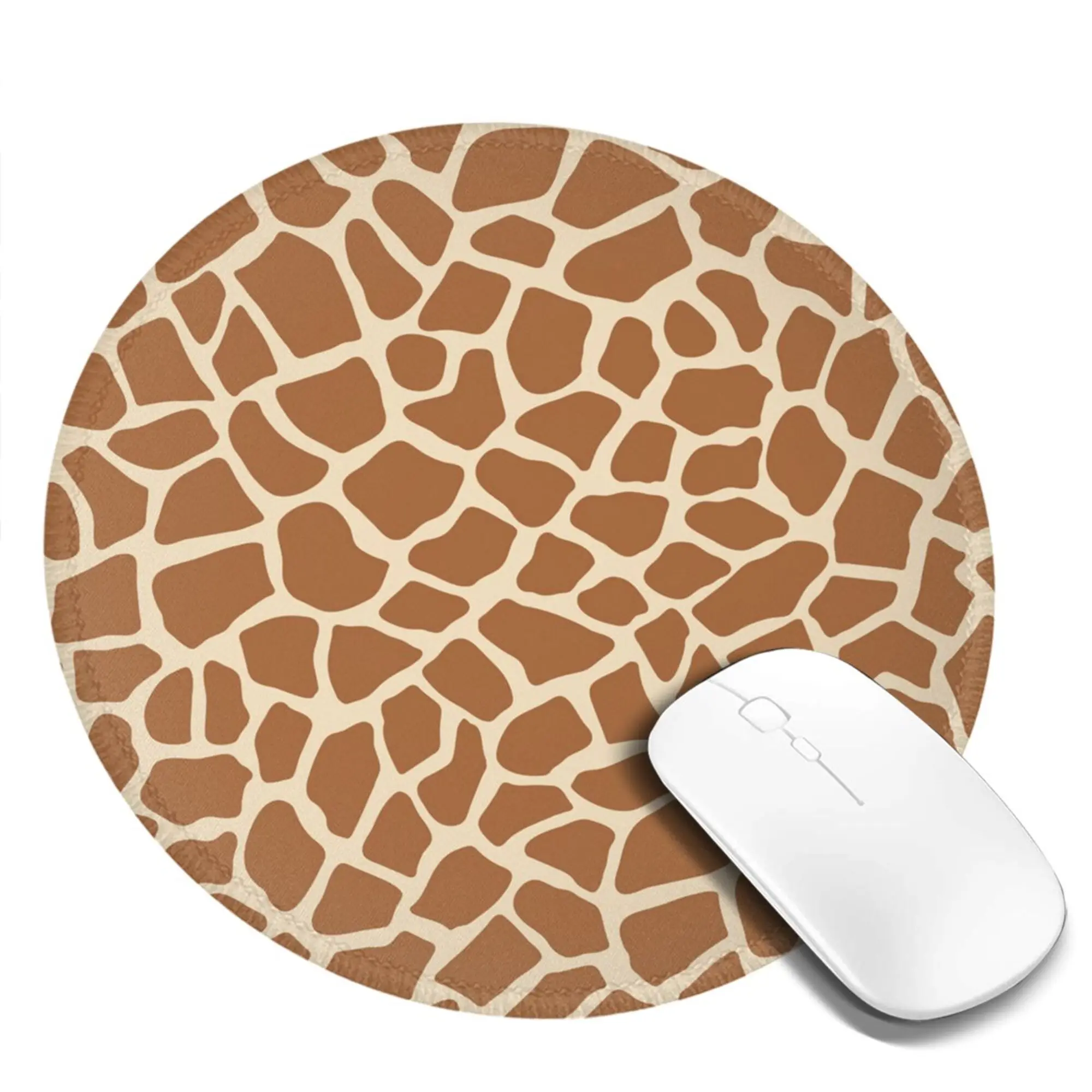 Офисный коврик для компьютерной мыши из кожи жирафа, персонализированный нескользящий коврик для мыши для ноутбука, круглый 8 дюймов, 2 шт.