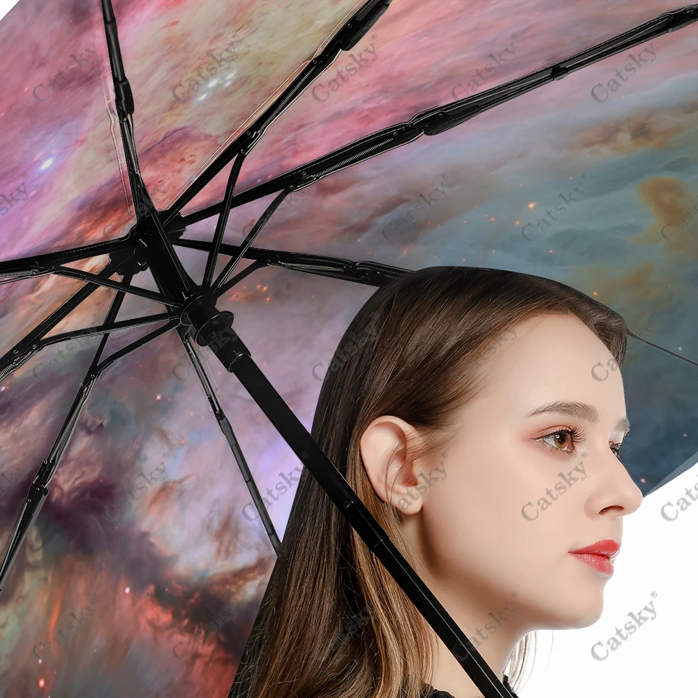 Space Stars Galaxy Umbrella Rain Women 3-складной Полностью автоматический зонт для защиты от солнца, инструмент для путешествий на открытом воздухе Parapluie