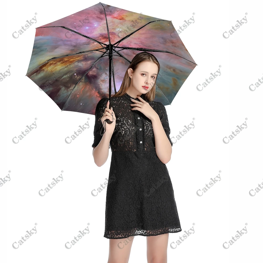 Space Stars Galaxy Umbrella Rain Women 3-складной Полностью автоматический зонт для защиты от солнца, инструмент для путешествий на открытом воздухе Parapluie