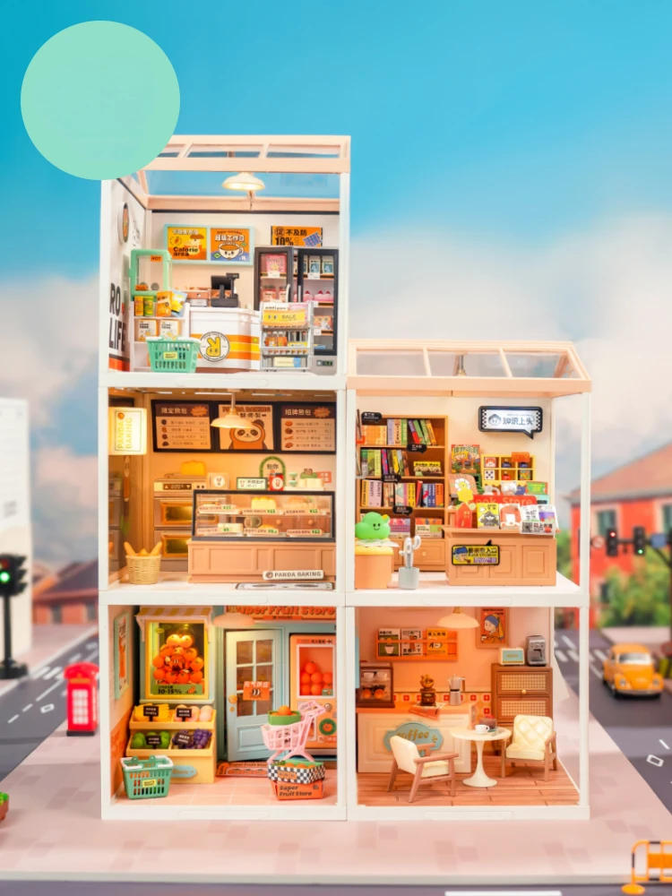 Ruolai Super World Super Store Строительные блоки Собраны своими РУКАМИ, Развивающие игрушки для коттеджа, детский подарок для женщин