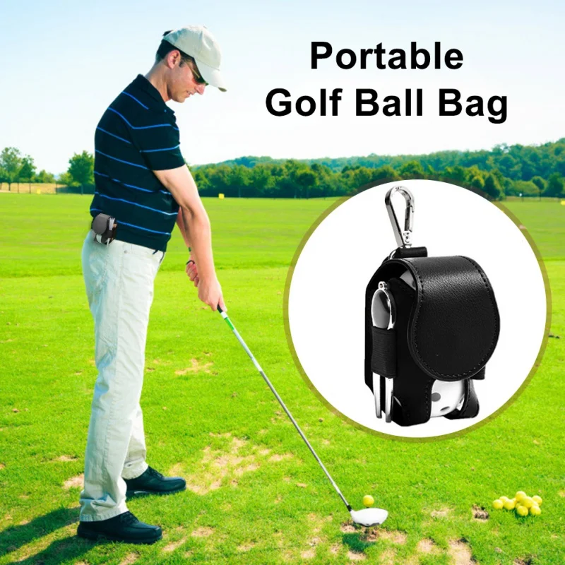 Кожаная сумка для хранения мячей из искусственной кожи, переносная поясная сумка для хранения мячей для гольфа с металлической пряжкой, универсальные спортивные аксессуары