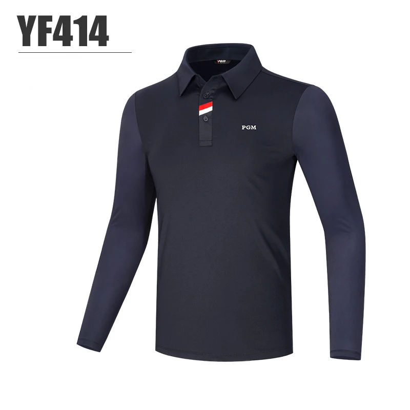 Мужская футболка для гольфа PGM с длинными рукавами, весенне-летняя рубашка поло, одежда для гольфа, мужская одежда из эластичной спортивной ткани YF414