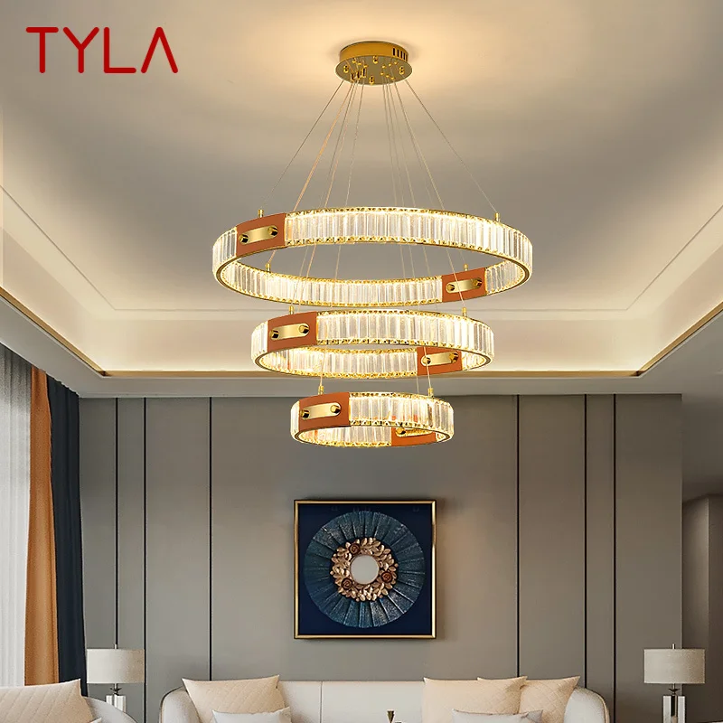 Подвесной светильник TYLA Nordic Crystal Led Современный креативный кольцевой светильник Роскошная Люстра для гостиной, столовой, виллы