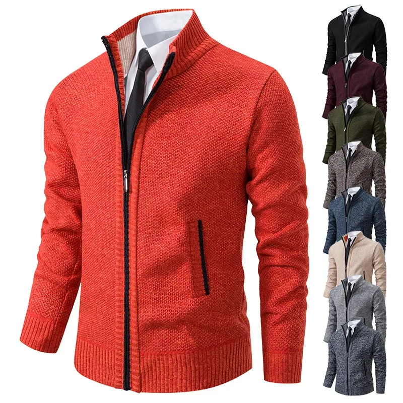 Осенне-зимний мужской кардиган в корейском стиле, свитер, мужские повседневные модные толстовки, вязаные пальто на молнии, мужские 8801