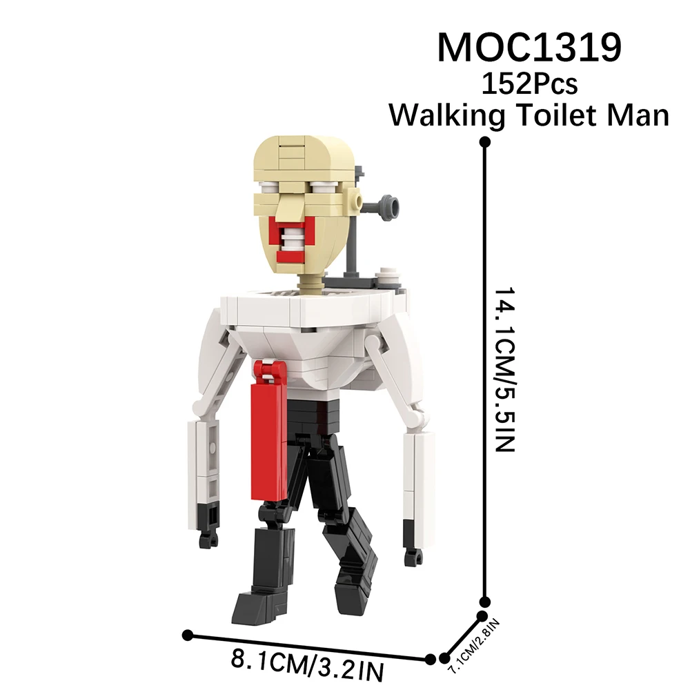 MOC1319 333PCS Skibidi Туалетный кирпич Ходячий Туалетный человечек Фигурка героя Строительный блок Игрушка для детей Креативный подарок малышу