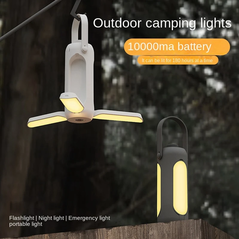 Портативная многофункциональная лампа USB Перезаряжаемая Подвесная палатка Кемпинговая лампа LED 10000mAh Lighting -B