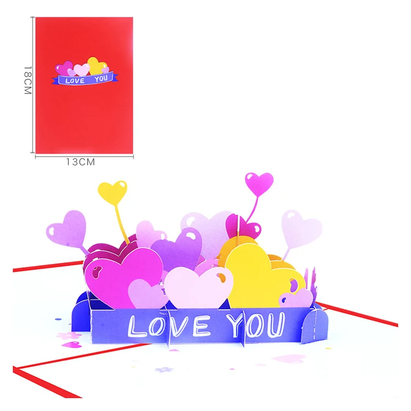 Всплывающая поздравительная открытка в виде 3D сердца на День Святого Валентина, приглашение на свадьбу для матери, юбилей, подарок на День рождения, благодарственная открытка