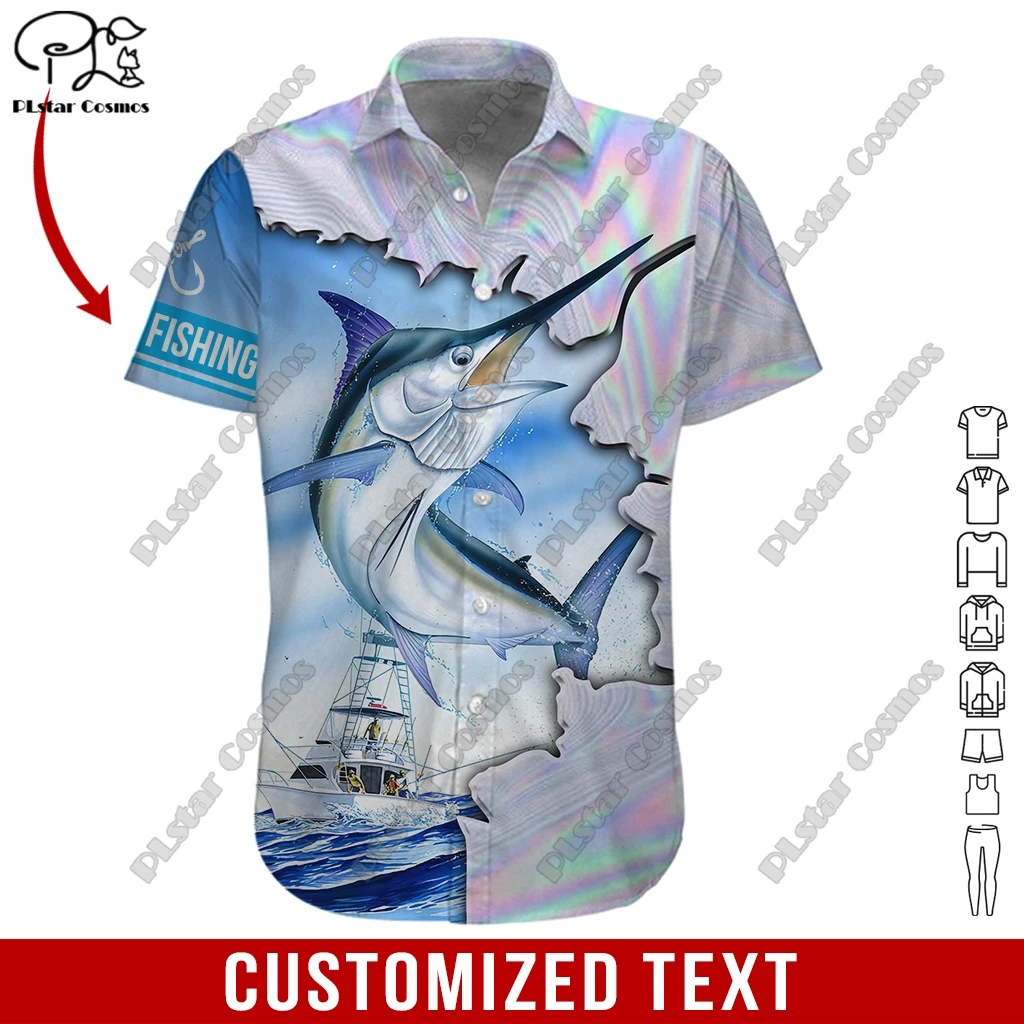 PLstarCosmos 3D печать с пользовательским именем, летняя рубашка для мужчин и женщин, рубашка с короткими рукавами, серия fishing fanatic sea fishing 3