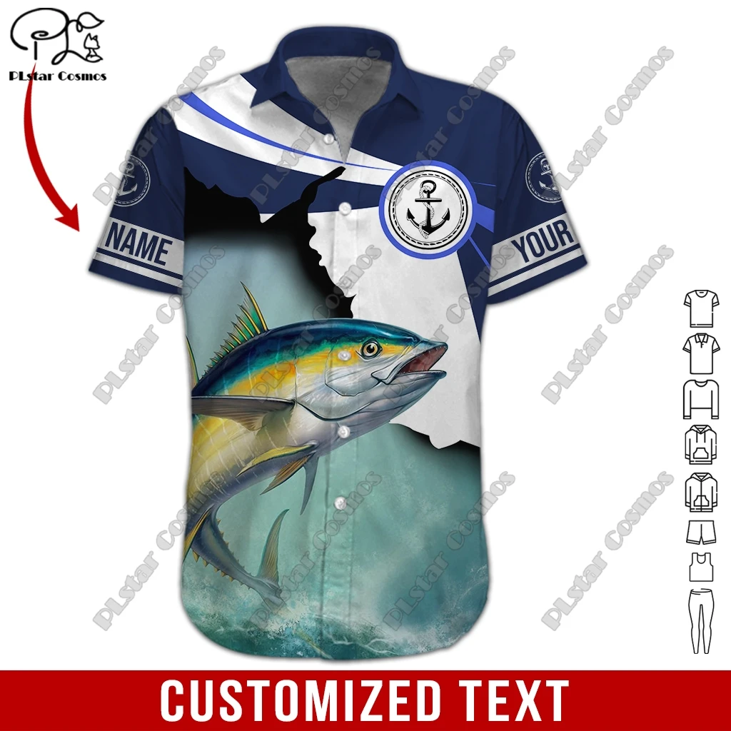 PLstarCosmos 3D печать с пользовательским именем, летняя рубашка для мужчин и женщин, рубашка с короткими рукавами, серия fishing fanatic sea fishing 3