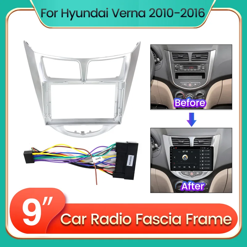 Рамка для переоборудования автомагнитолы Android для Hyundai Solaris Verna 2010-2016 2017 2018 2019 Комплект панели GPS DVD Панели приборной панели