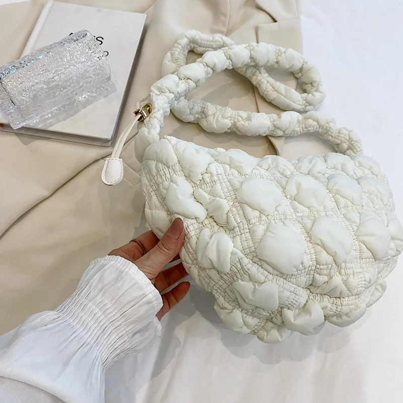 Женские сумки через плечо, сумочка с рюшами, роскошная нейлоновая стеганая дизайнерская плиссированная сумка Cloud Bag, Универсальная и легкая.