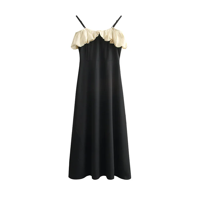 2023 Летнее шикарное платье в стиле Хепберн с чувством дизайна, французское ретро Платье с высокой талией для похудения, универсальное платье на подтяжках