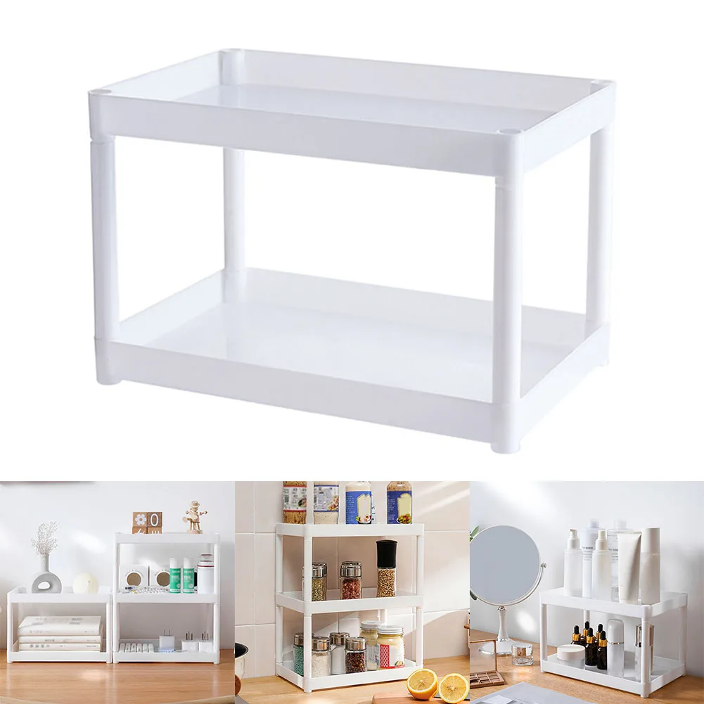 Многослойный стеллаж для хранения на рабочем столе, кухонная пластиковая полка для отделки, столешница для ванной, подставка для хранения косметики, держатель для организации
