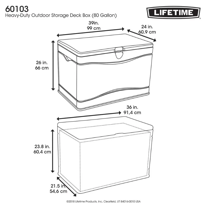 Сверхпрочная пластиковая коробка для палубы объемом 80 галлонов, коробка для хранения, коробка-органайзер для хранения на открытом воздухе