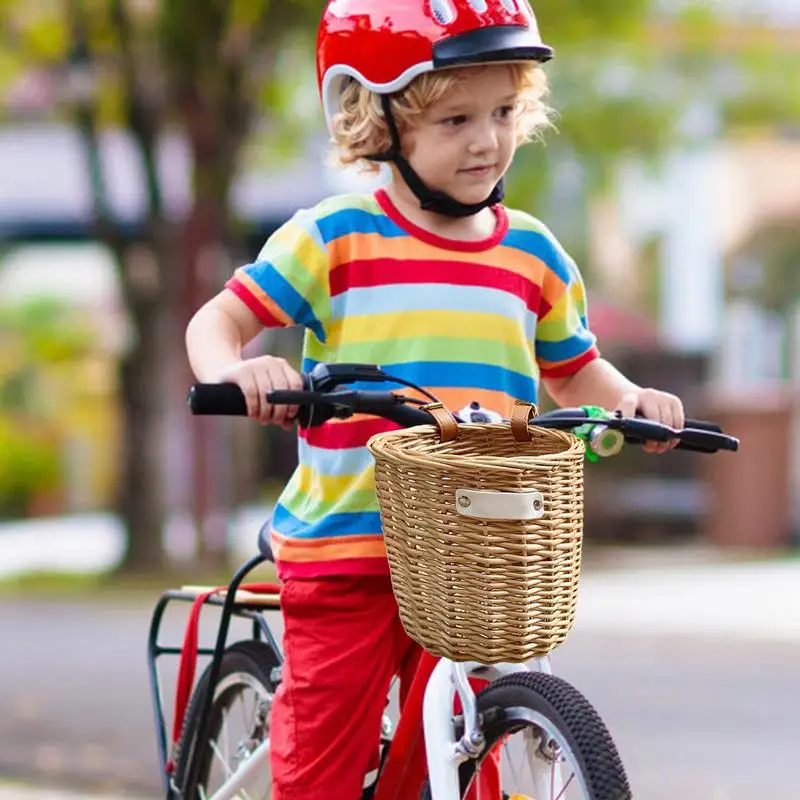 Детская Велосипедная Корзина Передняя Детская D-Образная Велосипедная Корзина Передний Руль Имитирует Плетеную Корзину Водонепроницаемые Маленькие Велосипедные Корзины