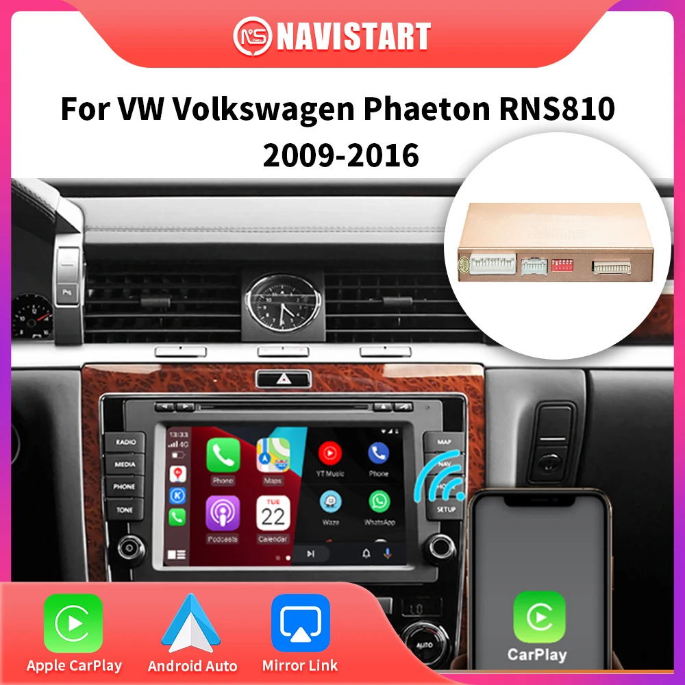 NAVISTART Wireless CarPlay Android Auto для Фольксваген Фаэтон RNS810 2009-2016 Мультимедиа AirPlay с зеркальной связью