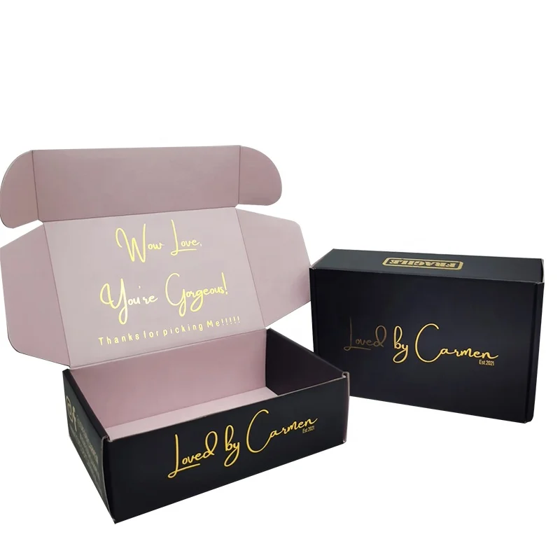 customizd design Оптовая роскошная изысканная индивидуальная подарочная гофрированная черная коробка для упаковки с золотой фольгой