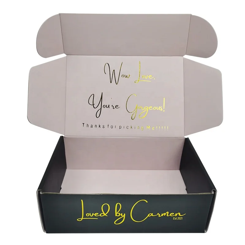 customizd design Оптовая роскошная изысканная индивидуальная подарочная гофрированная черная коробка для упаковки с золотой фольгой