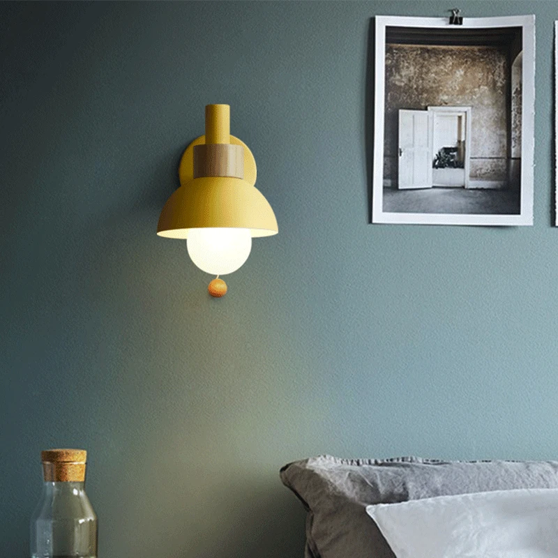 Производитель гостиная крыльцо лампа для прохода Скандинавский простой современный прикроватный светильник для спальни Macaron фонарик настенный светильник