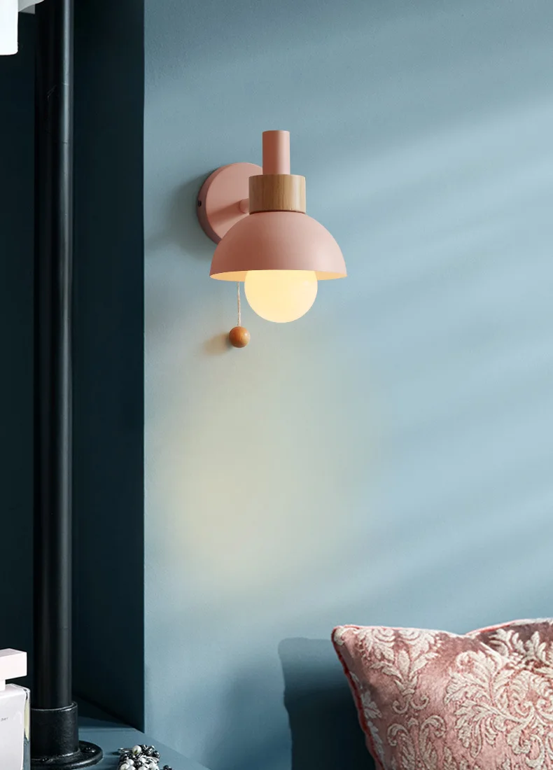 Производитель гостиная крыльцо лампа для прохода Скандинавский простой современный прикроватный светильник для спальни Macaron фонарик настенный светильник