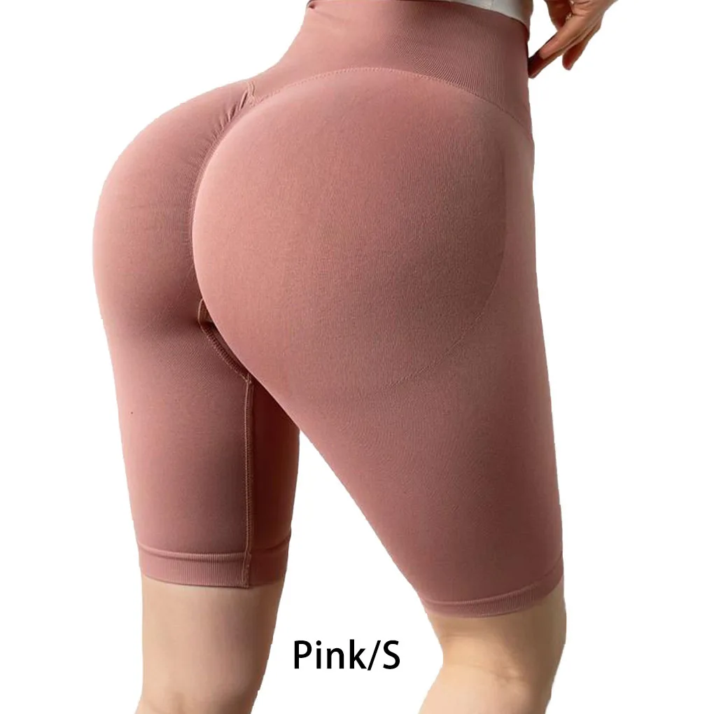 Женские шорты для йоги из полиэстера, тренировки для девочек, фитнес, спортивные Короткие брюки с высокой талией, Женская одежда Розового цвета