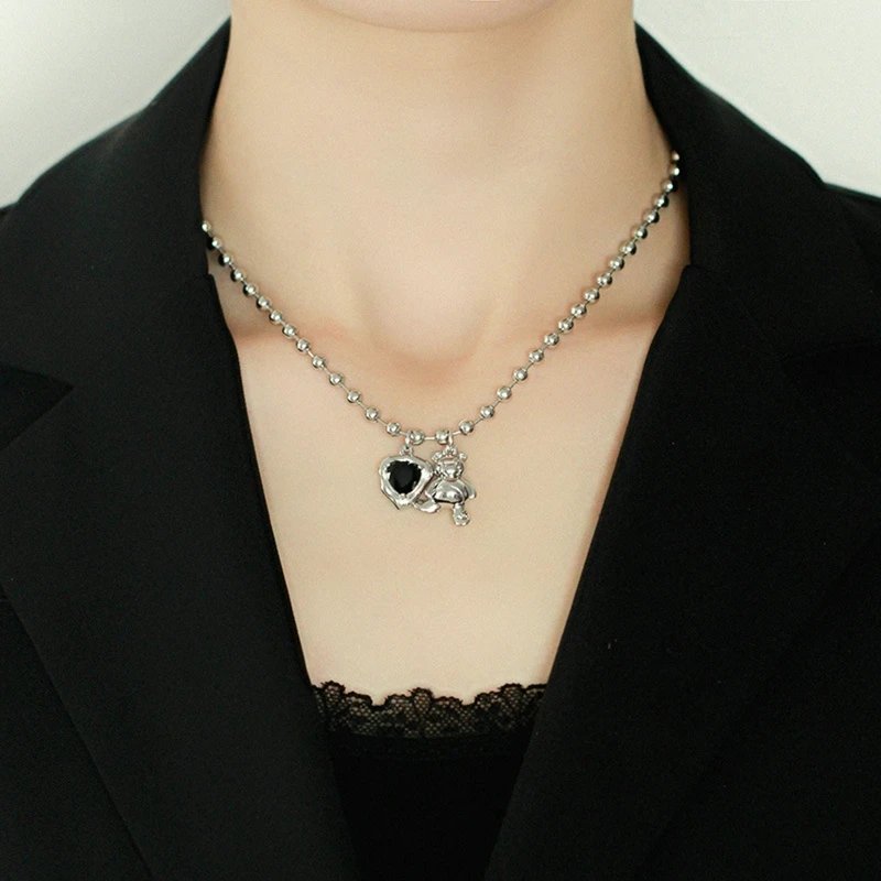 Новое двухслойное ожерелье для женщин, имитация жемчуга, подвеска в виде хрустального сердца, чокеры, ожерелья, подарок для девочек, Богемия, Дешевые ювелирные изделия