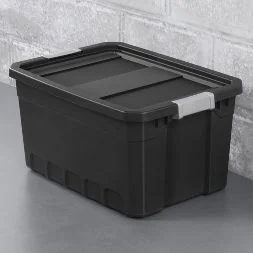 Бесплатная доставкарешение с 19-галлонным сверхпрочным штабелируемым ящиком для хранения, контейнером-тотализатором с серой защелкивающейся крышкой для дома