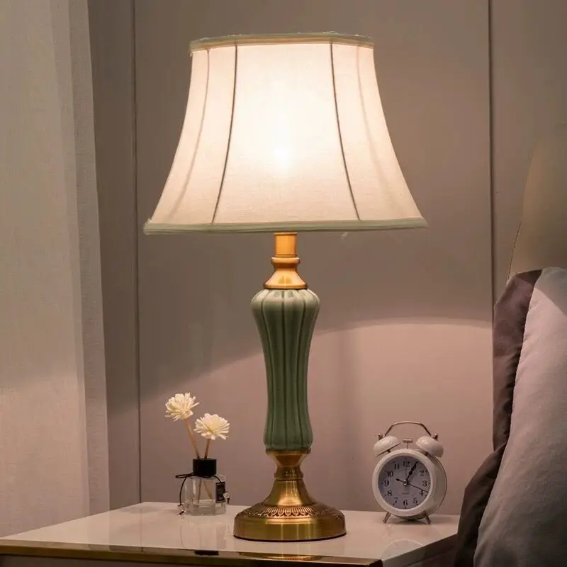 Настольные лампы из американской керамики Украшение гостиной Тканевый Абажур Внутреннее Освещение Домашний декор Креативная Прикроватная лампа для спальни