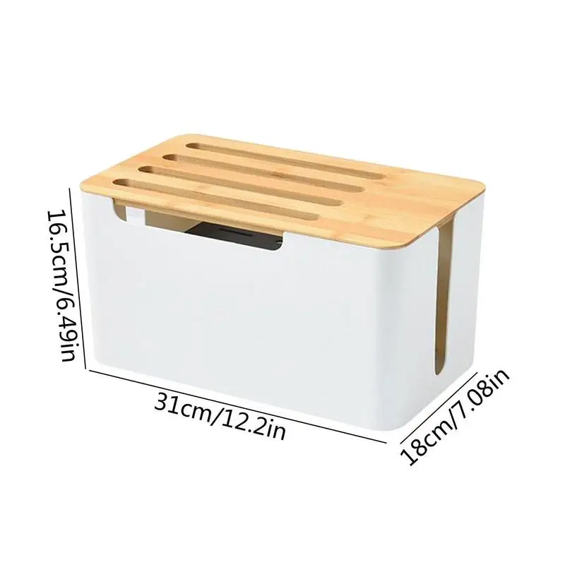 Коробка для хранения кабелей, чехол для проводов, защита от пыли, розетка для зарядного устройства, Двухслойный деревянный ящик для хранения проводов для зарядного устройства