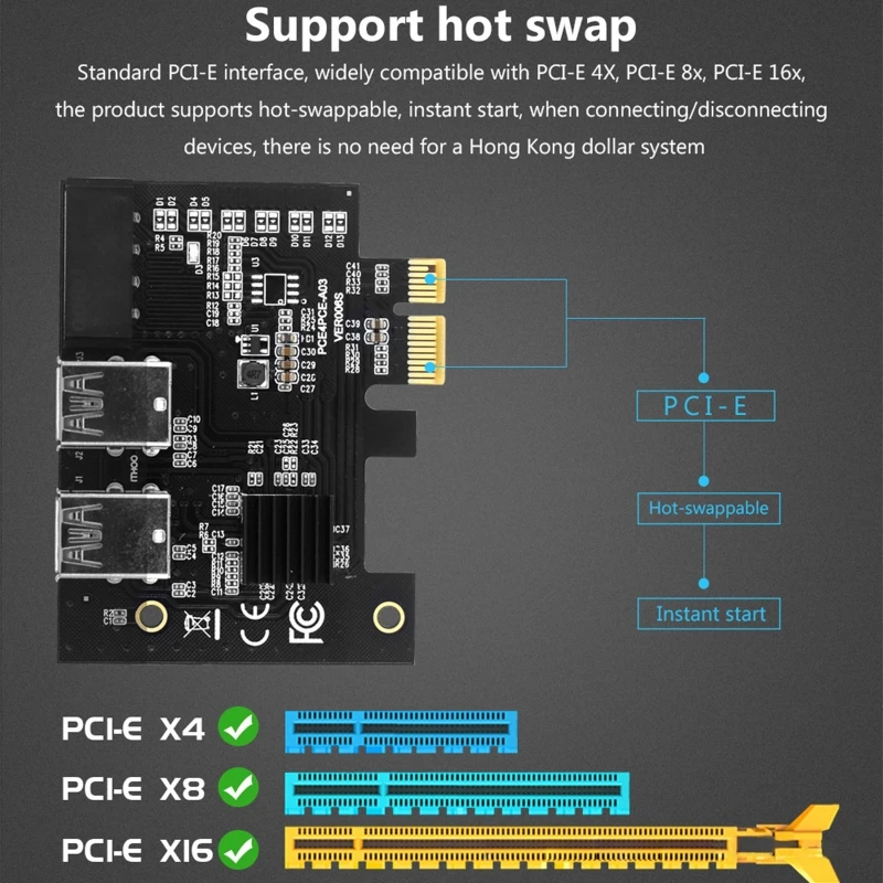 Плата расширения PCIE 1 на 4 PCIE от 1X до 4 портов USB3.0 от 1X до 16X видеокарты