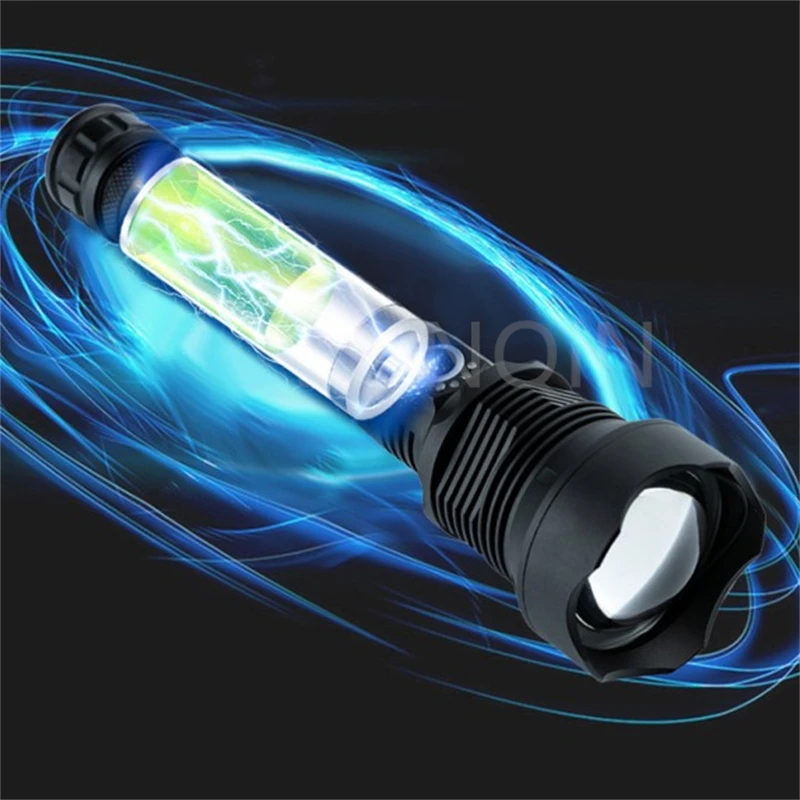Светодиодный тактический фонарик высокой яркости Перезаряжаемый супер Яркий XHP90 XHP50 Мощный ручной фонарик Факел Масштабируемый фонарь