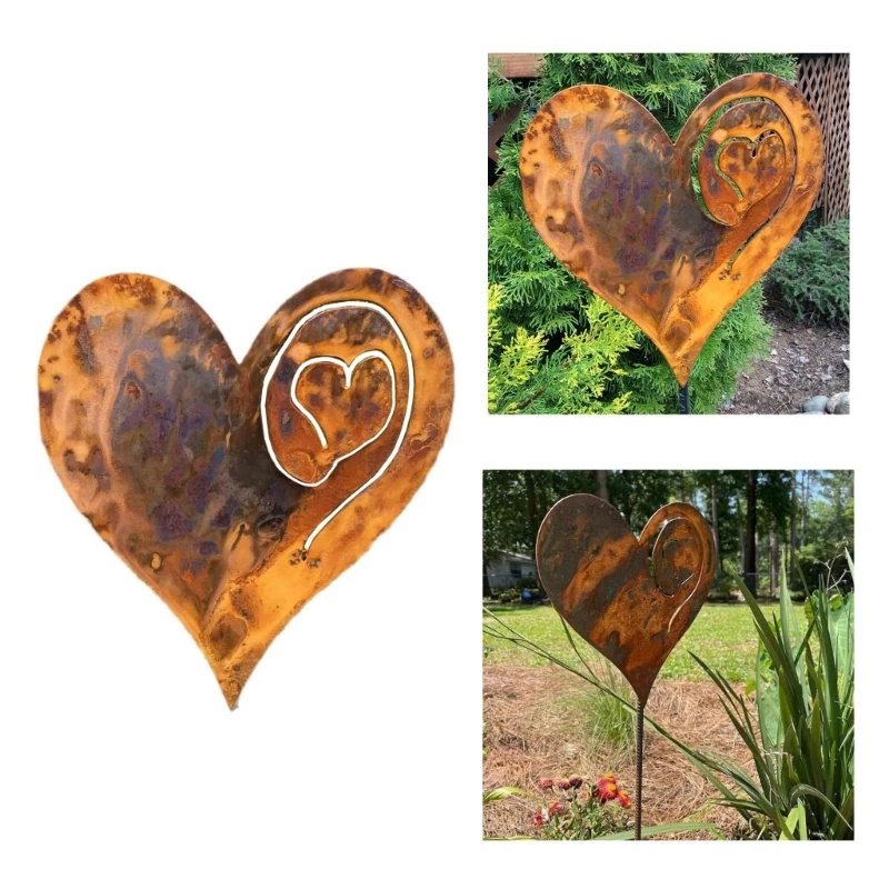 Винтажное украшение в виде сердца из ржавого металла LoveStake, используемое для задних дворов