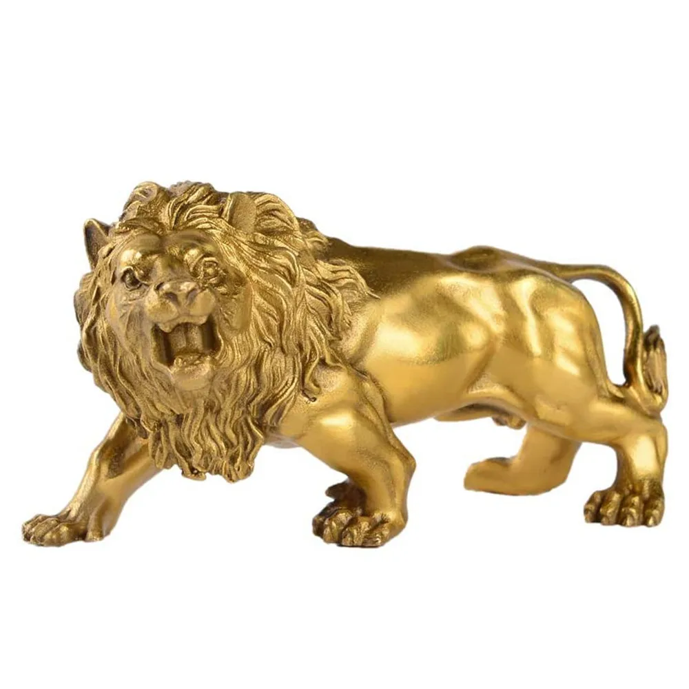 100% Латунная Скульптура Льва, Медные поделки, украшение из статуи Льва, Коллекция украшений для домашнего офиса, Деловой подарок