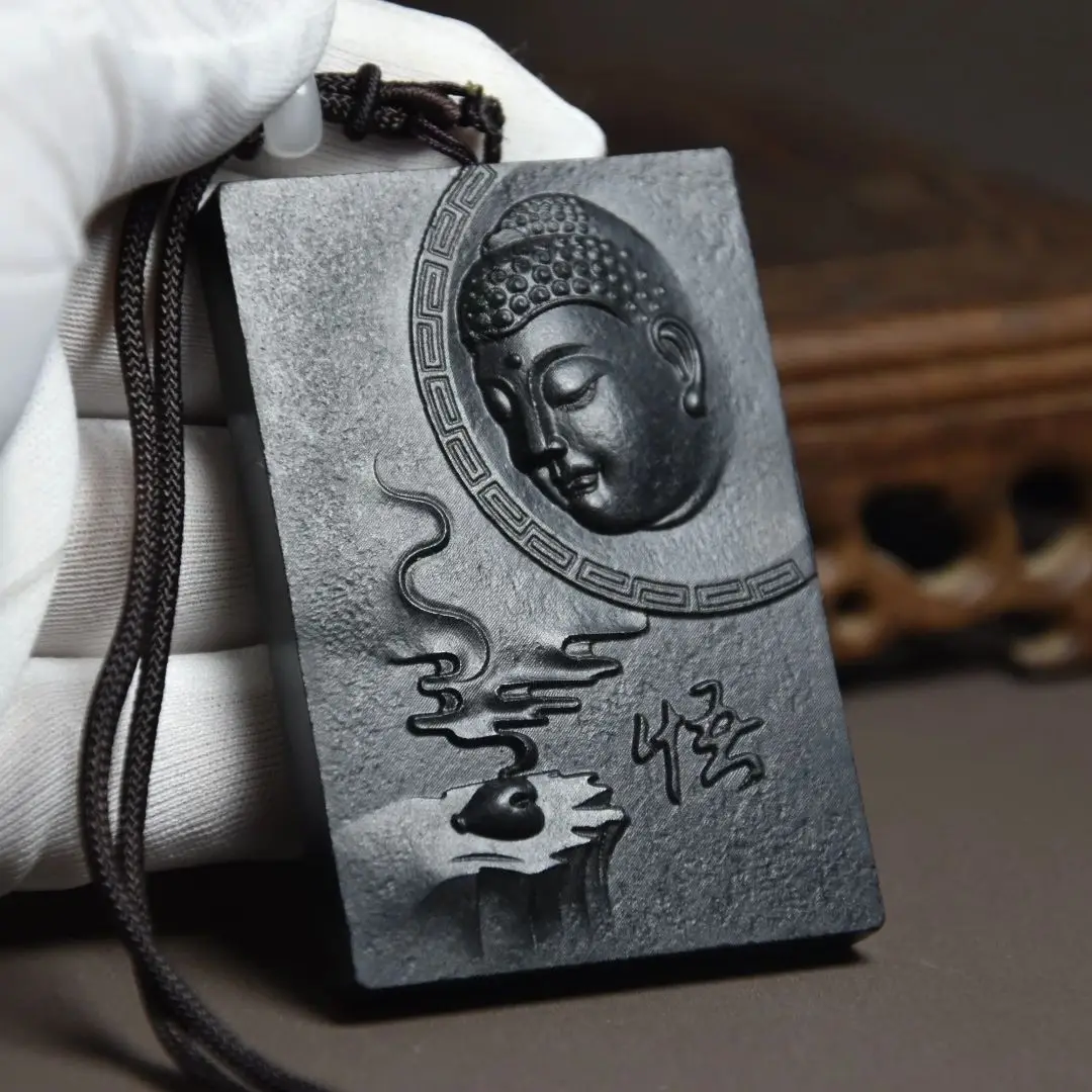 Китайская Культура Хуншань Черный Железный Магнетизм Метеоритная Скульптура Счастливый “Будда” Статуя Ремесленного Украшения Дома