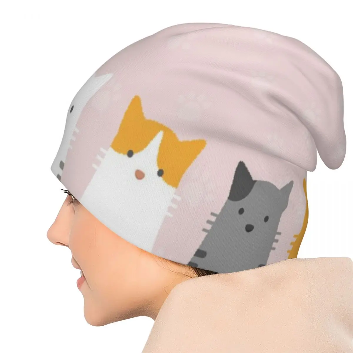 Милый Плоский коврик для мыши в пастельных тонах с изображением кошки и кошачьей лапы, стильная эластичная вязаная шапочка-бини с напуском, многофункциональная шляпа с черепом, кепка для мужчин и женщин