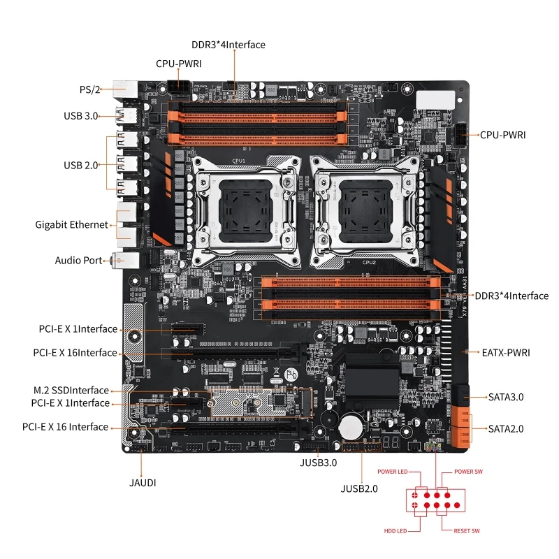 X79 8D PCI-E 16X Профессиональная материнская плата LGA2011 8xDDR3 SATA3.0 NVME для M.2 Sl