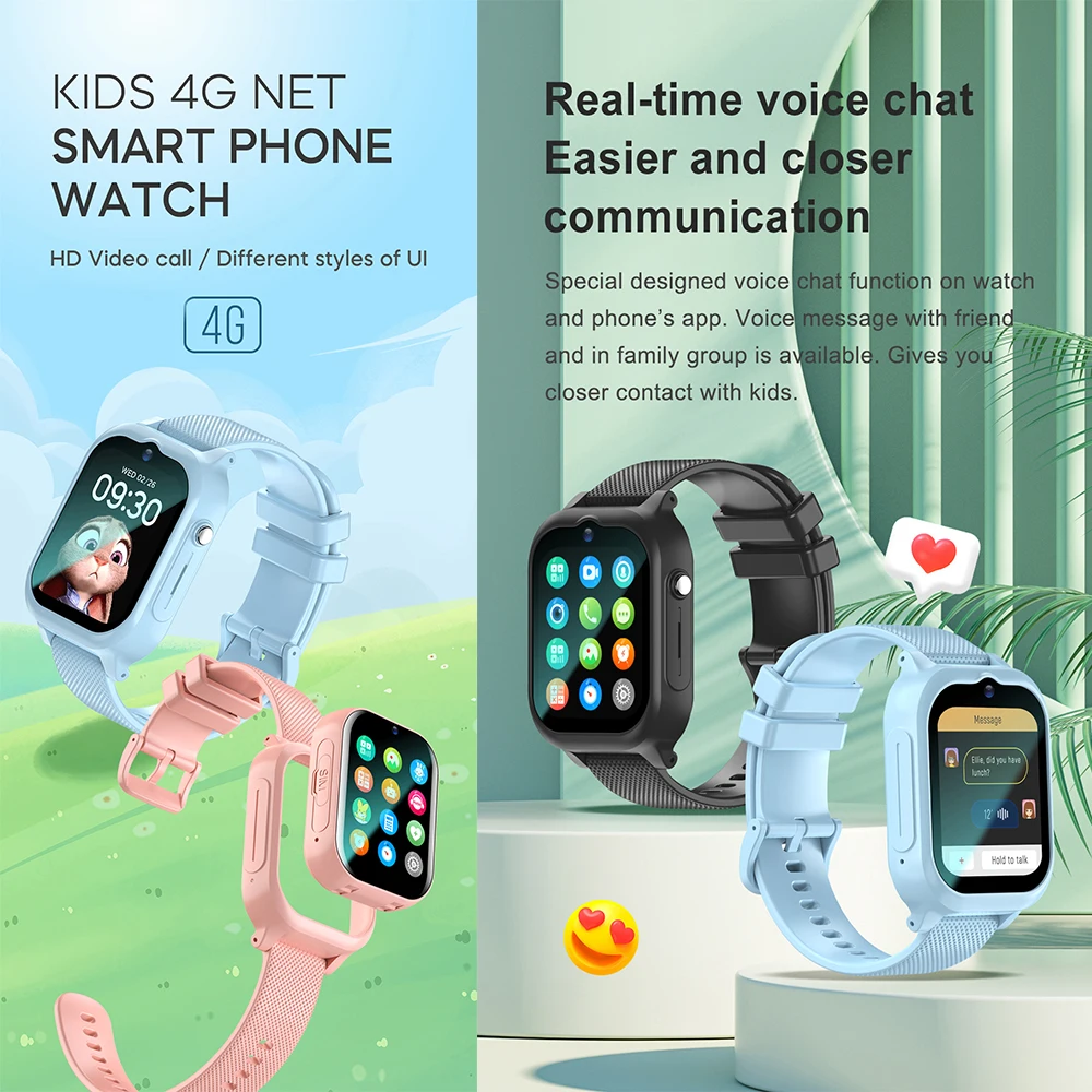 Детские смарт-часы 4G для детей, GPS SOS, HD Видеозвонок, Отслеживание местоположения, SIM-карта, Детские Водонепроницаемые Спортивные смарт-часы, Подарки