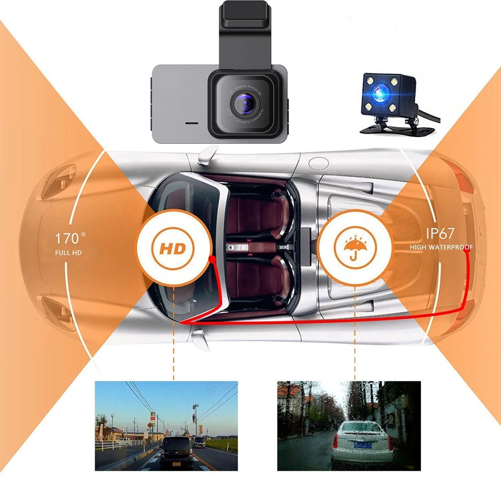 Видеорегистратор Камера переднего и заднего вида WiFi Черный ящик автомобиля 1296P HD привод Видеомагнитофон автомобильный видеорегистратор Парковочный монитор ночного видения