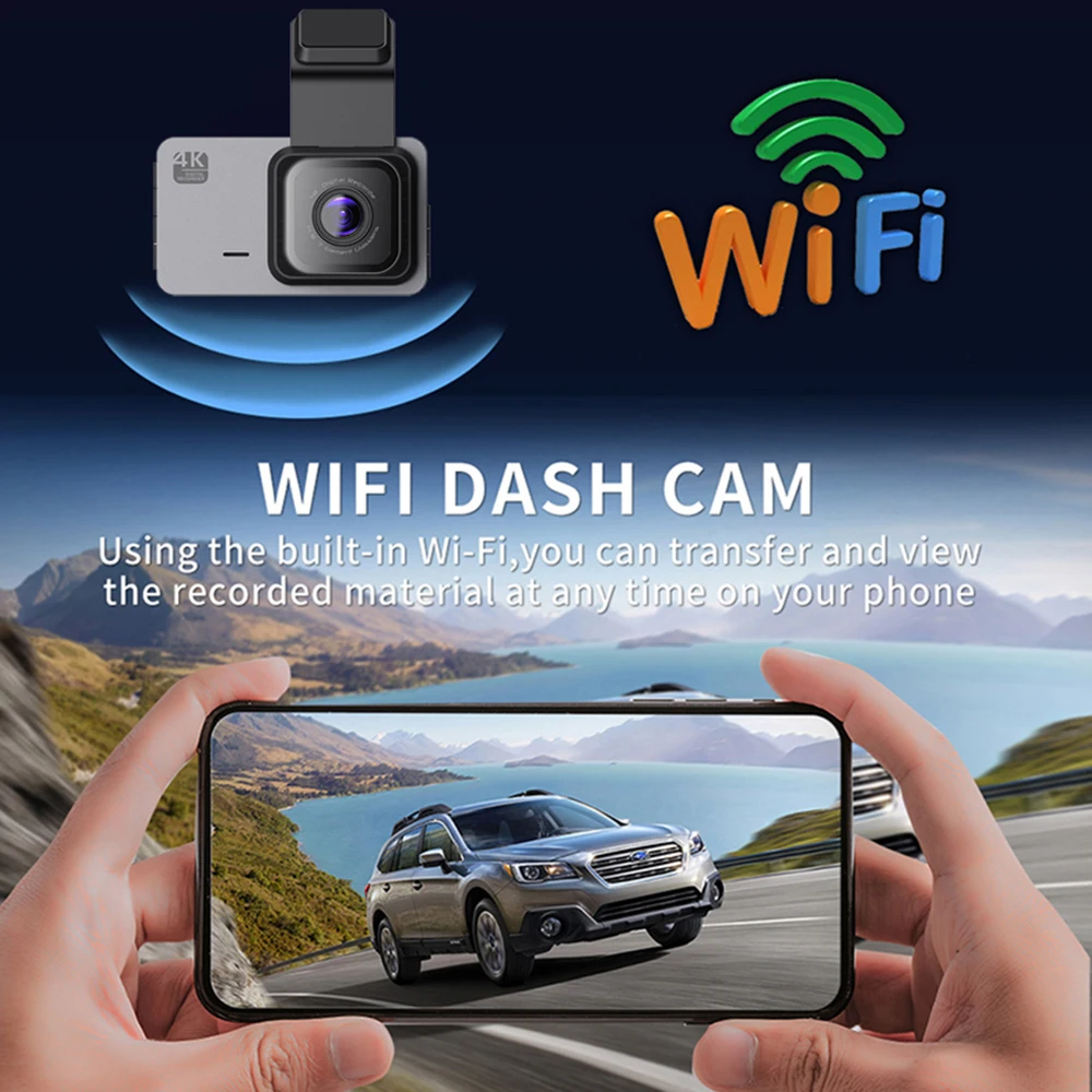 Видеорегистратор Камера переднего и заднего вида WiFi Черный ящик автомобиля 1296P HD привод Видеомагнитофон автомобильный видеорегистратор Парковочный монитор ночного видения