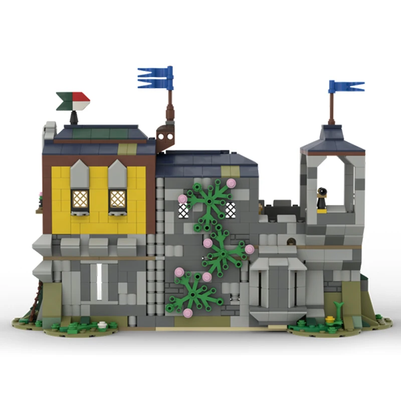 Строительные блоки MOC Средневековая модель Knight's Quarters Модульная модель с видом на улицу, кирпичи для сборки своими руками, детские игрушки, Рождественские подарки