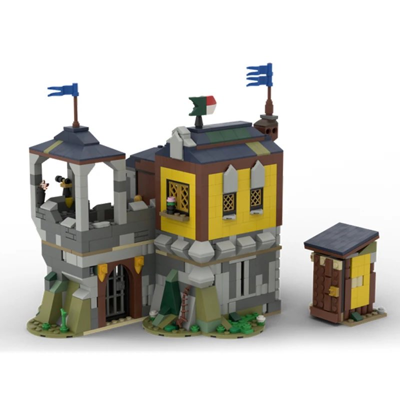 Строительные блоки MOC Средневековая модель Knight's Quarters Модульная модель с видом на улицу, кирпичи для сборки своими руками, детские игрушки, Рождественские подарки