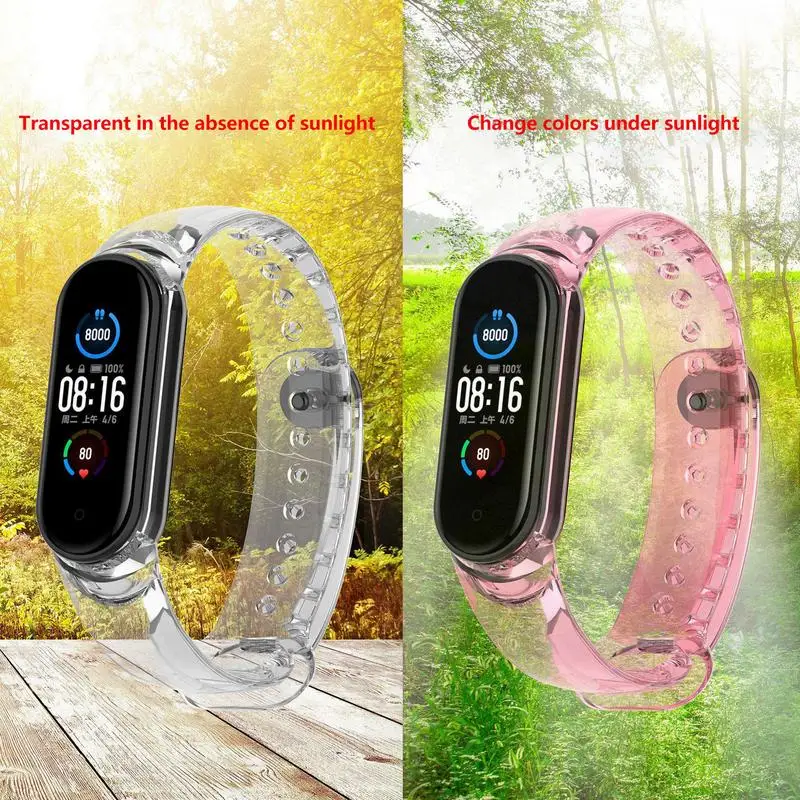 Для спортивных часов Mi7 Band Ремешок прозрачный, видимый на свет, меняющий цвет, ремешок из ТПУ, сменный браслет Xiaomi7, умный спортивный фитнес
