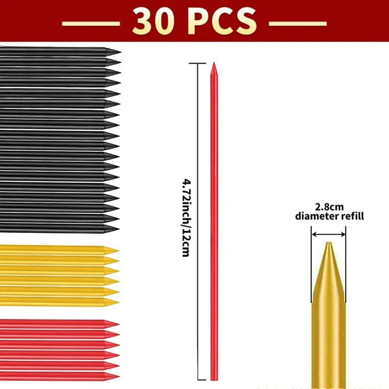30ШТ 2,8 мм заправки для карандашей, сплошные заправки для карандашей с глубокими отверстиями Для карандашей Carpenter Mark, механические замены карандашей