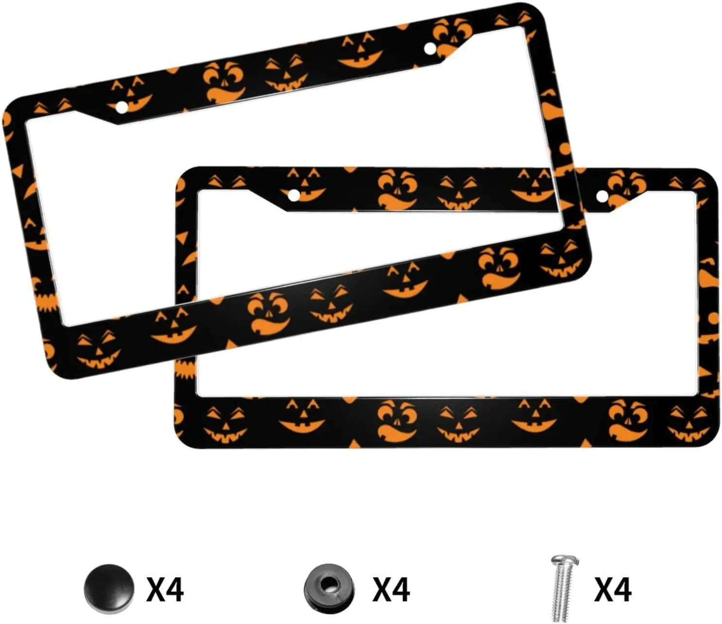 2 упаковки Рамки для номерного знака в виде тыквы на Хэллоуин, простая установка крышки для номерного знака автомобиля для стандартных номерных знаков США с 2 отверстиями