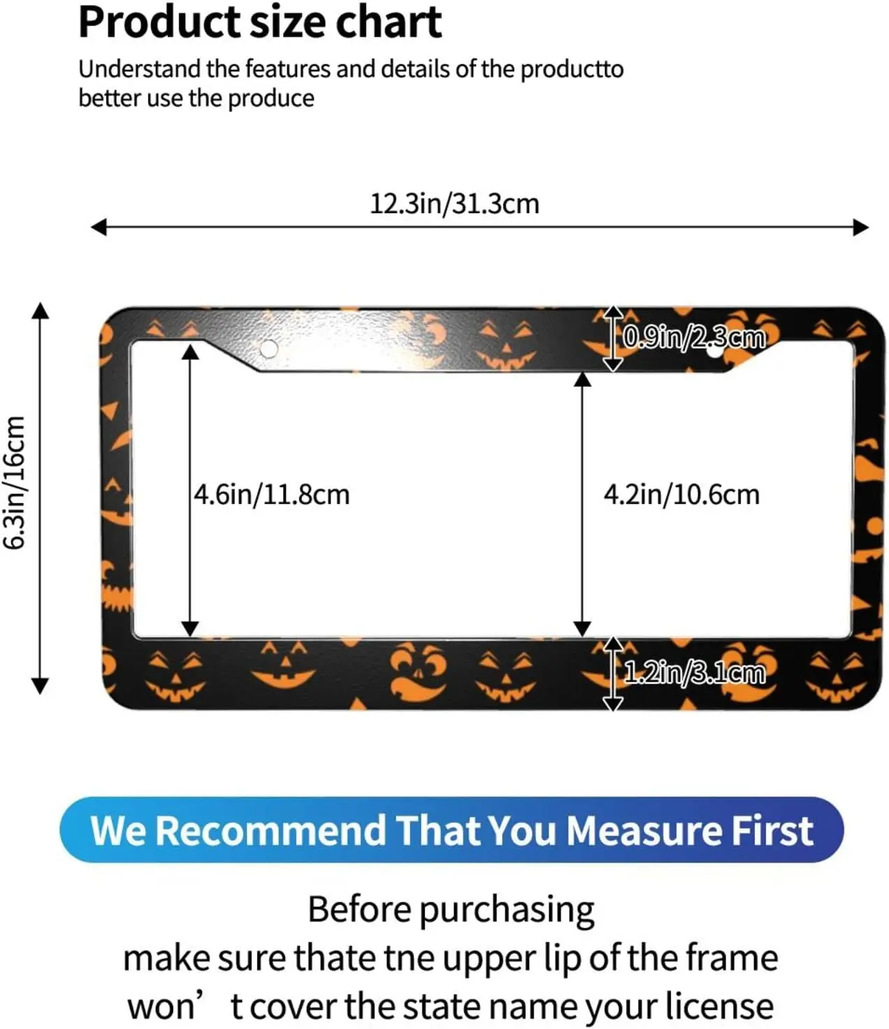 2 упаковки Рамки для номерного знака в виде тыквы на Хэллоуин, простая установка крышки для номерного знака автомобиля для стандартных номерных знаков США с 2 отверстиями